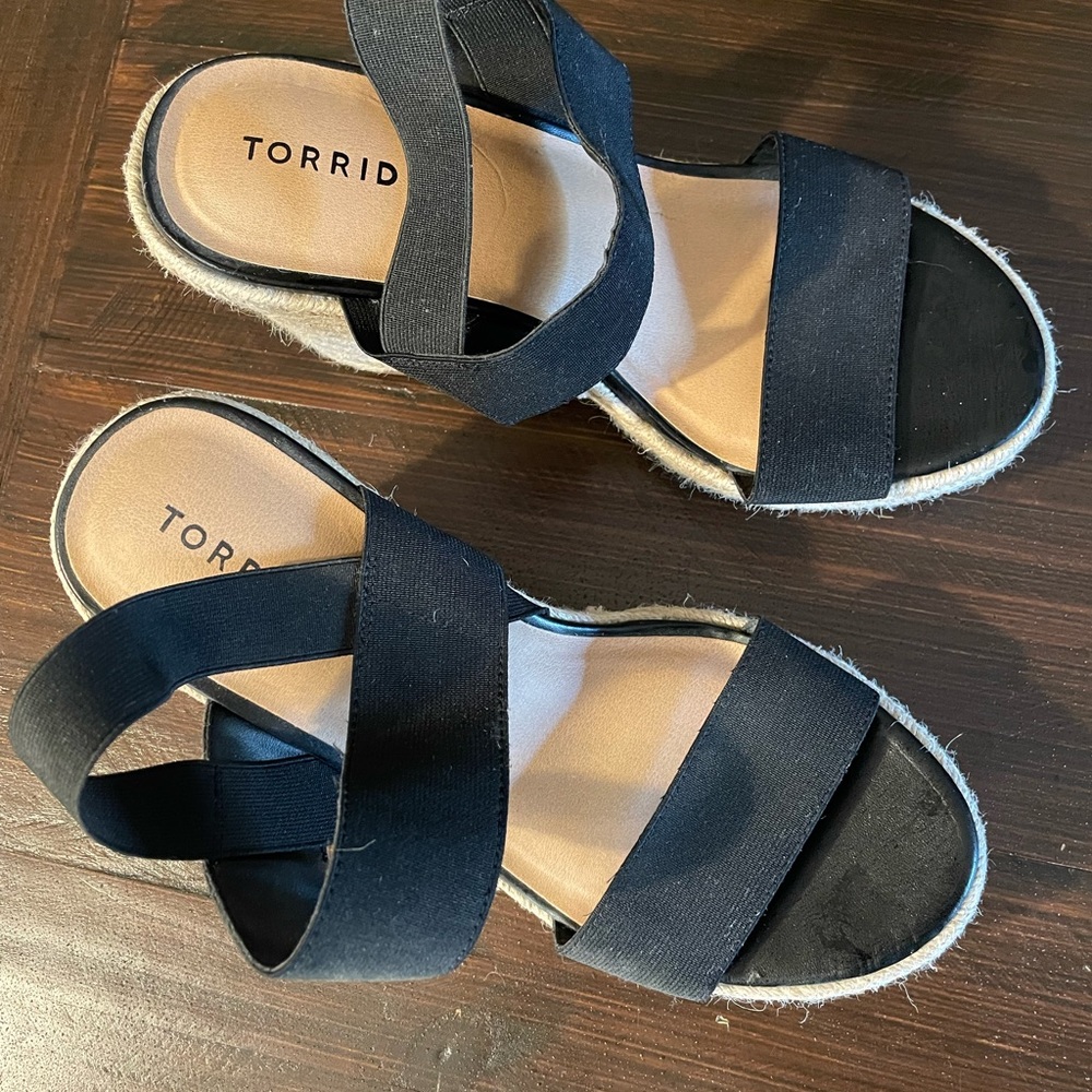 Torrid Black Strappy Platform Sandals